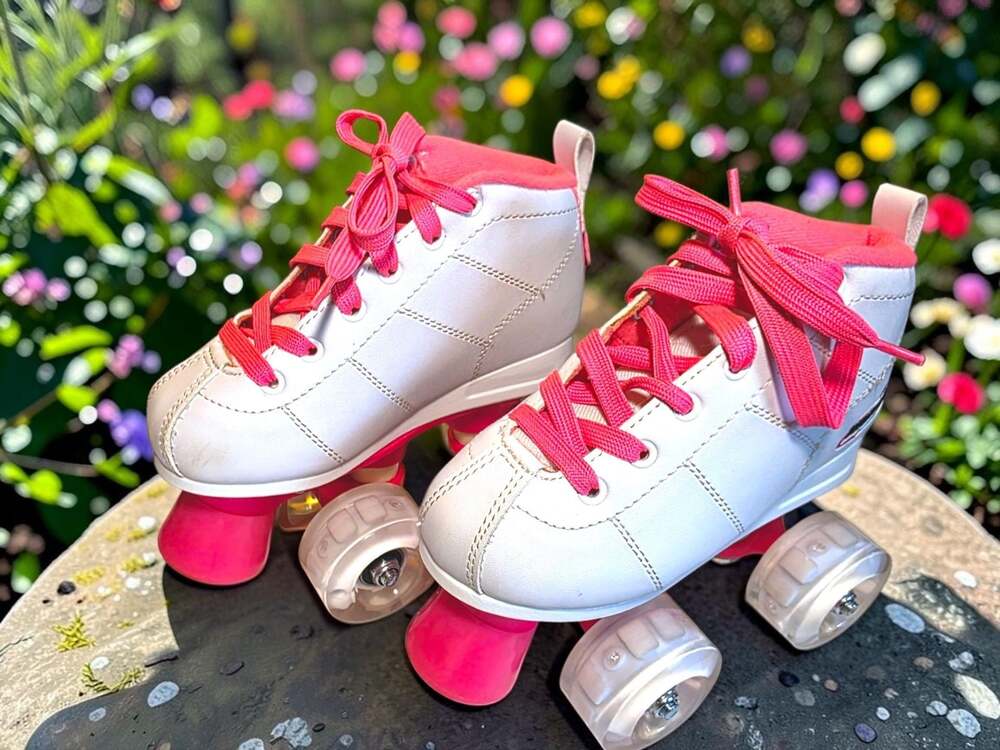 Crazy Skates Rocket Junior Adjustable Roller Skates - White/Hot Pink